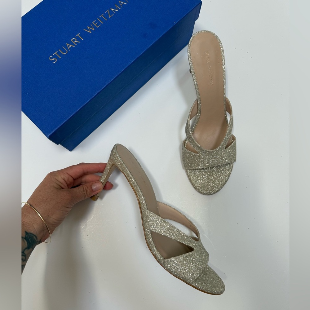 Stuart Weitzman Mariposa Slide Heeled Sandal Sz 8